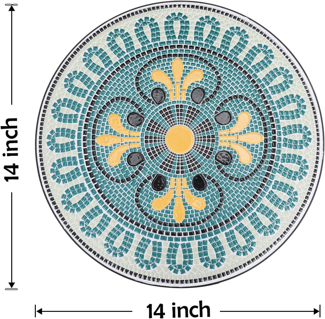 Mosaic Outdoor Side Table, 14" Round Folding End Table