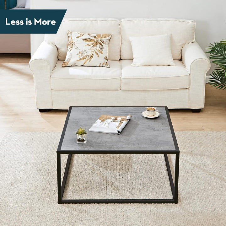 Small Modern Coffee Table for Living Room, Gray Wood