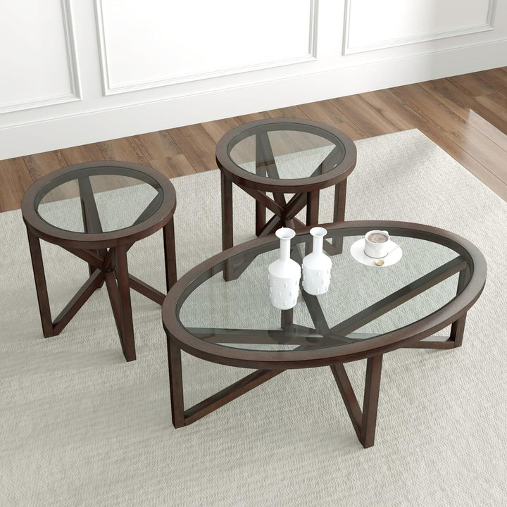 Elegant Mid-Century Oval Glass Coffee Table