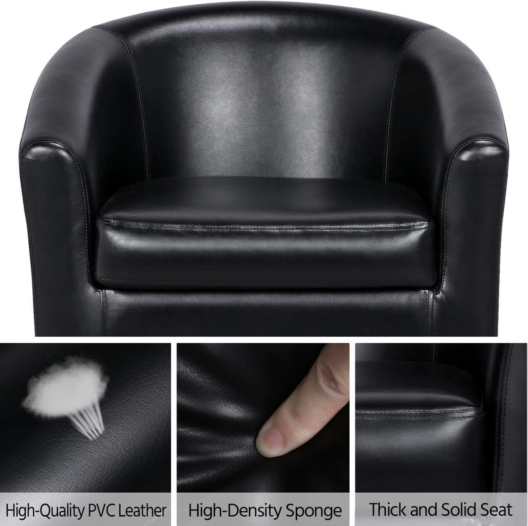 Faux Leather Accent Chair, Sturdy Legs, Black