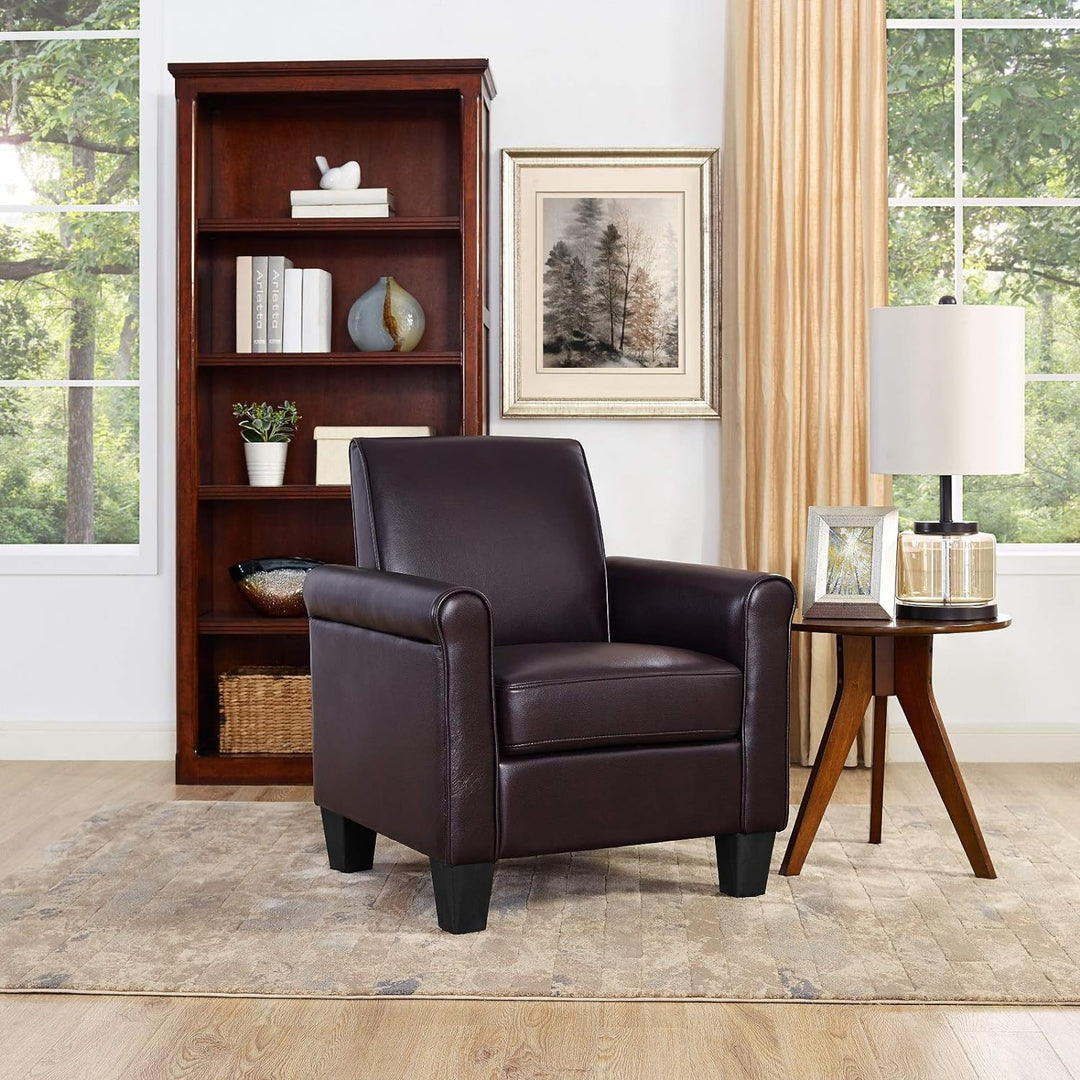 Modern Faux Leather Accent Chair Espresso