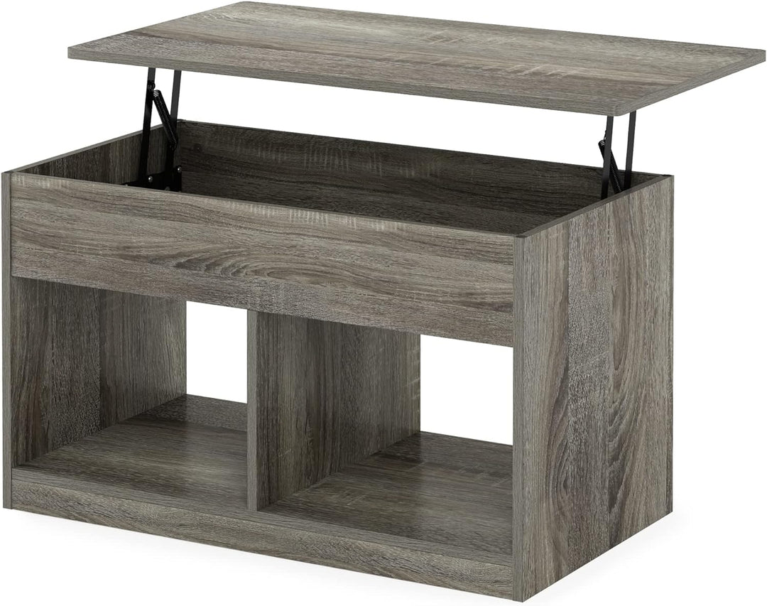 Furinno Jensen Lift Top Coffee Table Hidden Storage, French Oak Grey