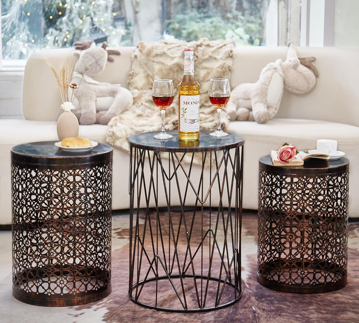 Multifunctional Indoor/Outdoor Side & Coffee Tables, Flower Bronze