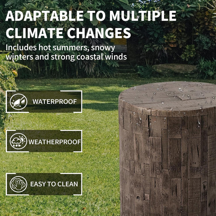 Concrete Outdoor Side Table, Tree Stump Patio End Table