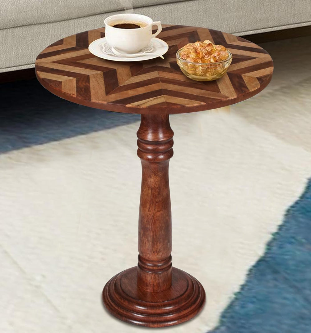 Coffee Table, Round Side Table, Wood Accent Table, 18X21