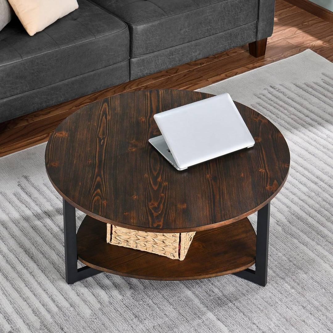 Round 35" Coffee Table, Modern Retro, Oval Storage