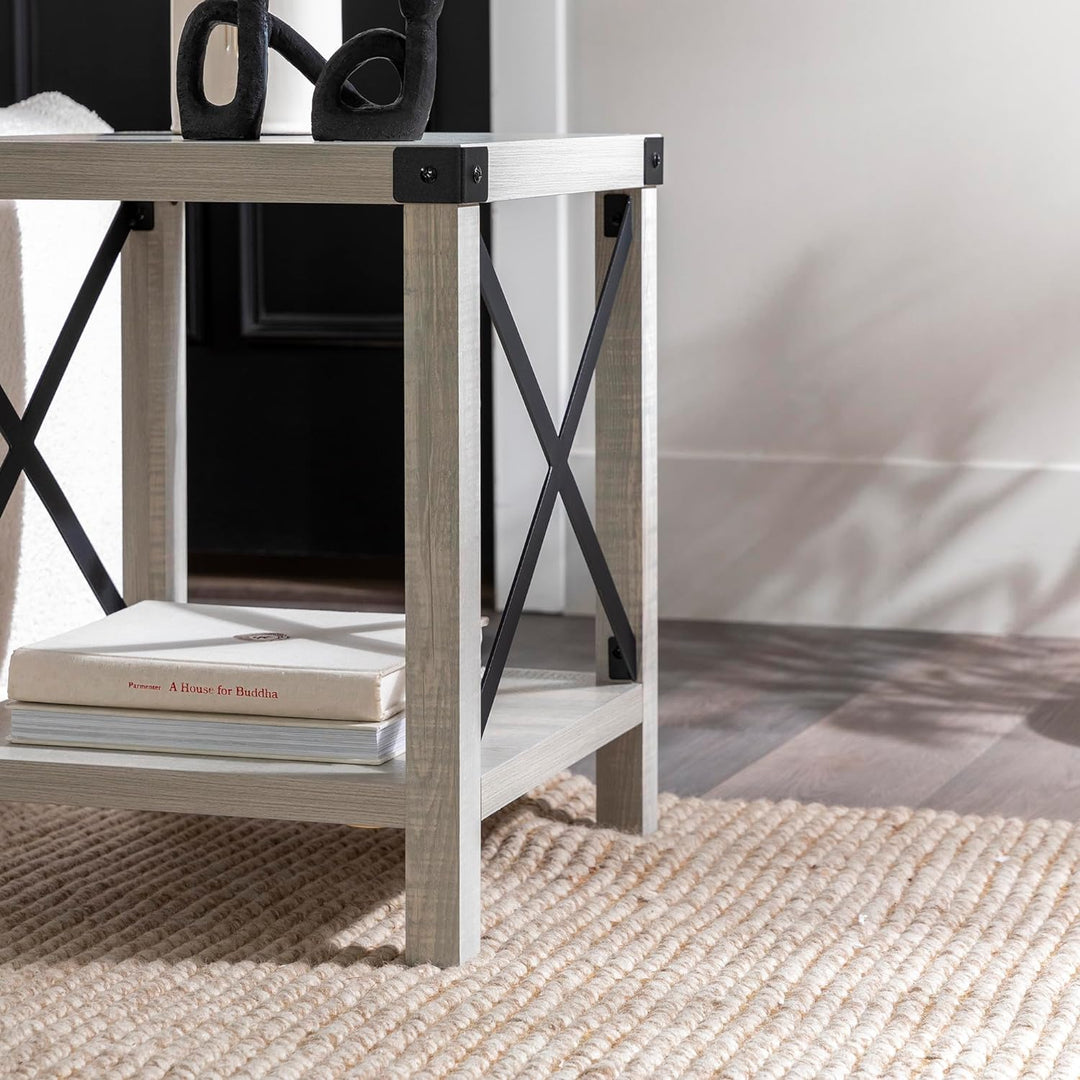 Metal X Side Table, Stone Grey