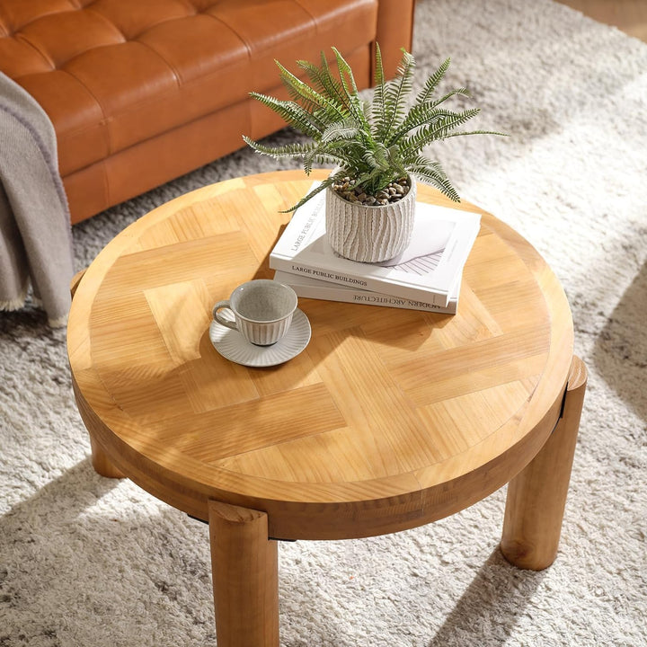 Round Wood Coffee Table, Natural