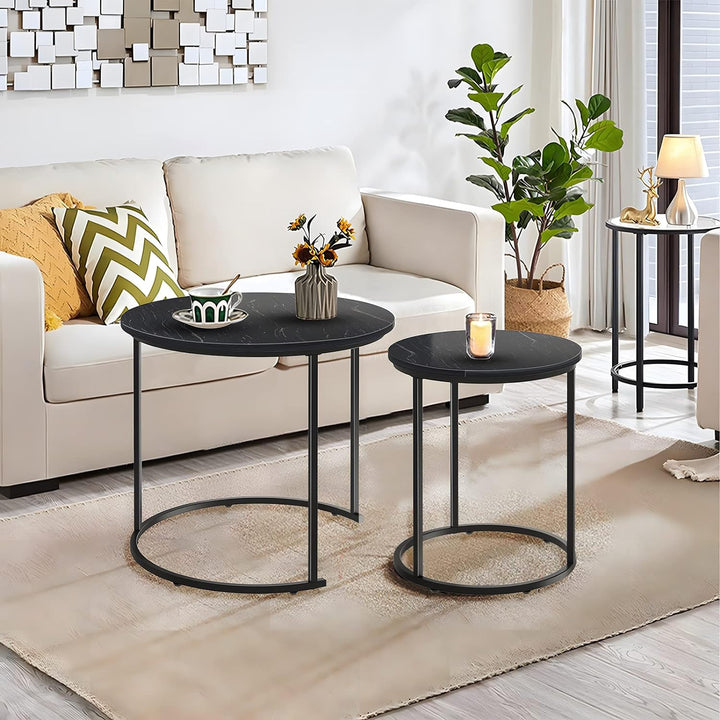 Black Marble Nesting Coffee Table Sets Side End Table