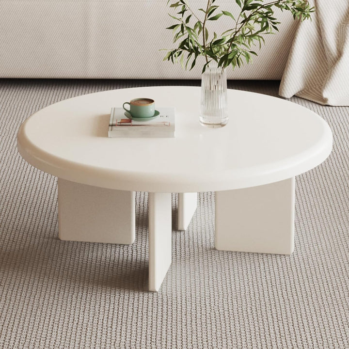 Round Coffee Table, Modern Cream White Center Table