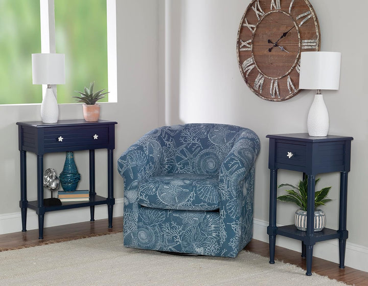 Raleigh Navy Accent Table with Storage and Pulls