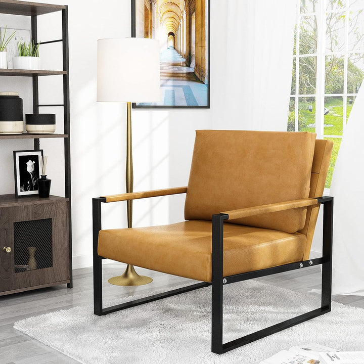 Modern PU Leather Accent Chair Arm Chair, Camel