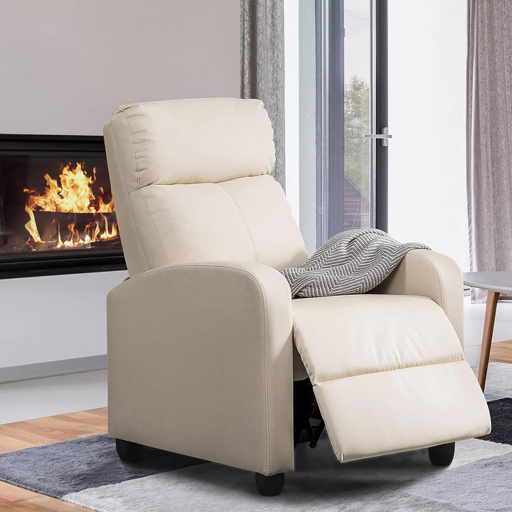 Recliner Chair PU Leather Recliner Sofa Home Theater, Beige