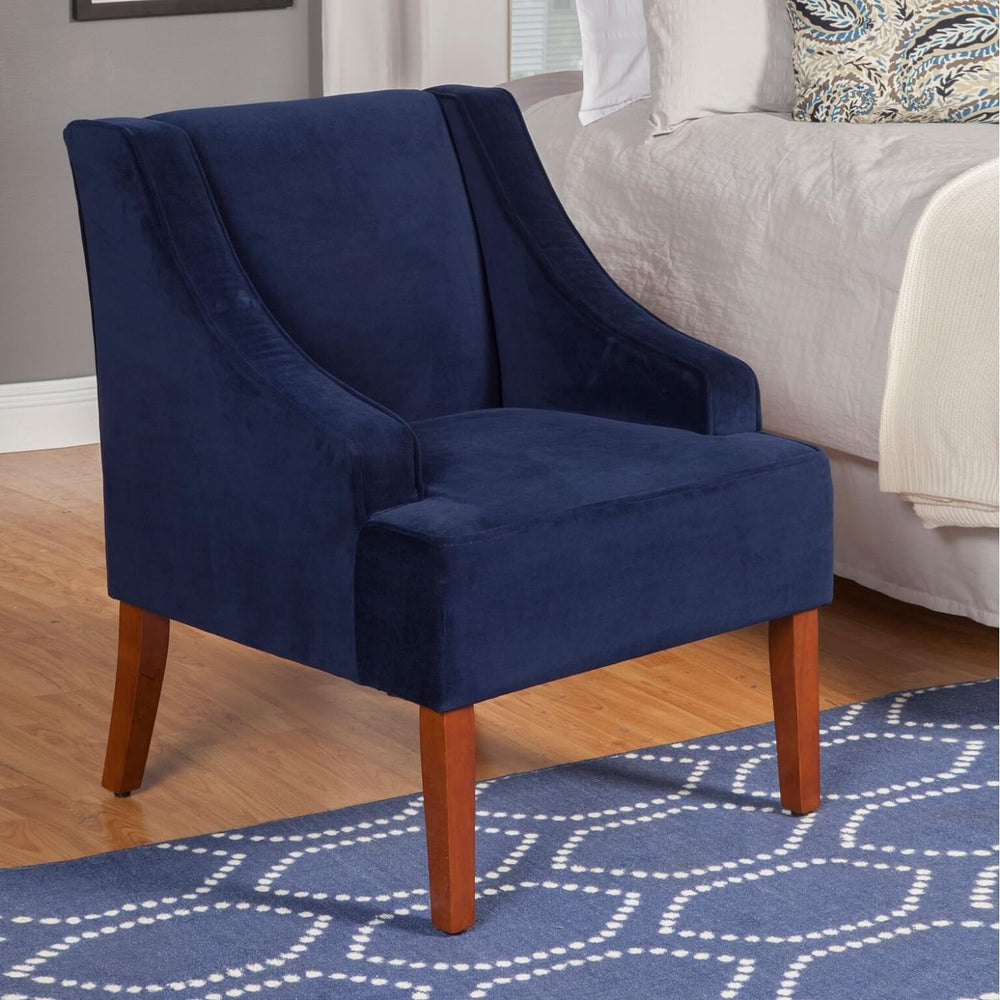 Swoop Arm Living-Room-Chairs, Velvet Navy