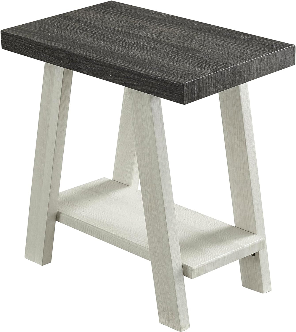 Athens Wood Small End Table, Charcoal Beige