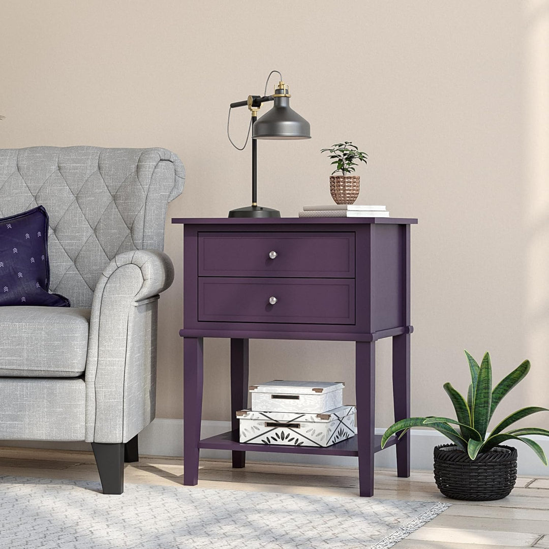 Franklin Accent Table 2 Drawers Purple