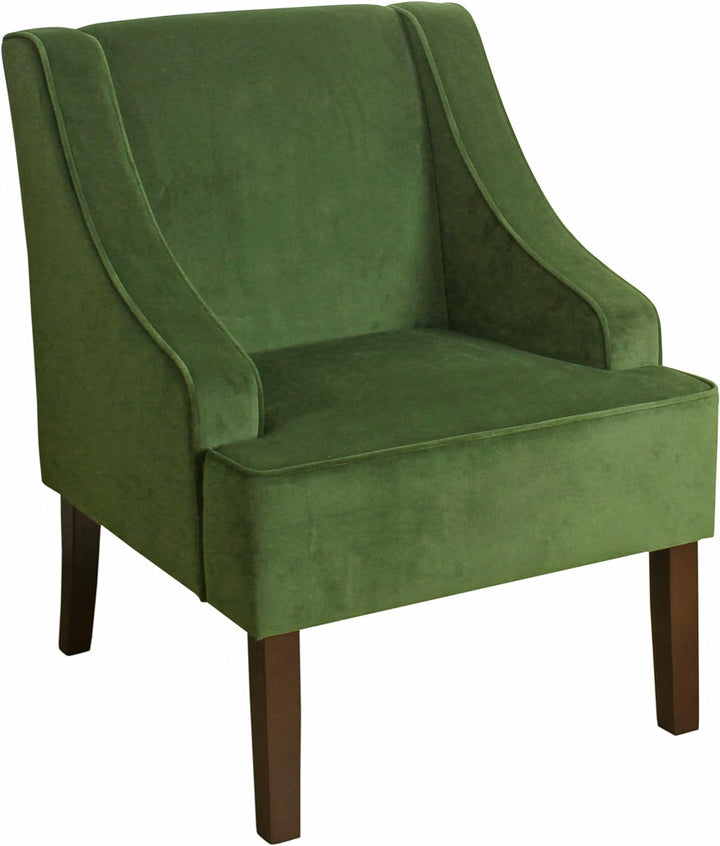 Velvet Swoop Arm Living-Room-Chairs, Dark Green