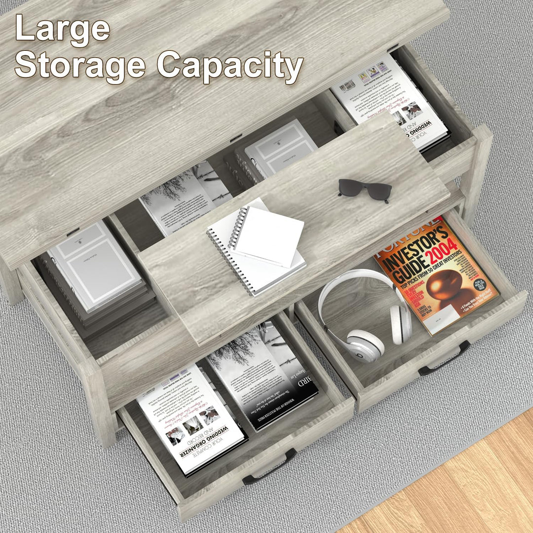 Versatile 3-in-1 Coffee Table with Storage, Grey