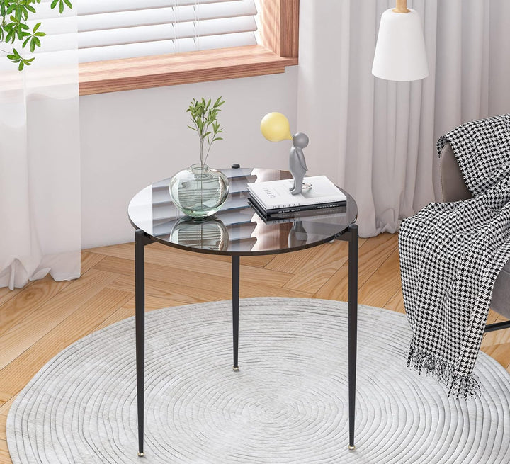 Modern End Table Round: 19.8" Tempered Glass (Grey)