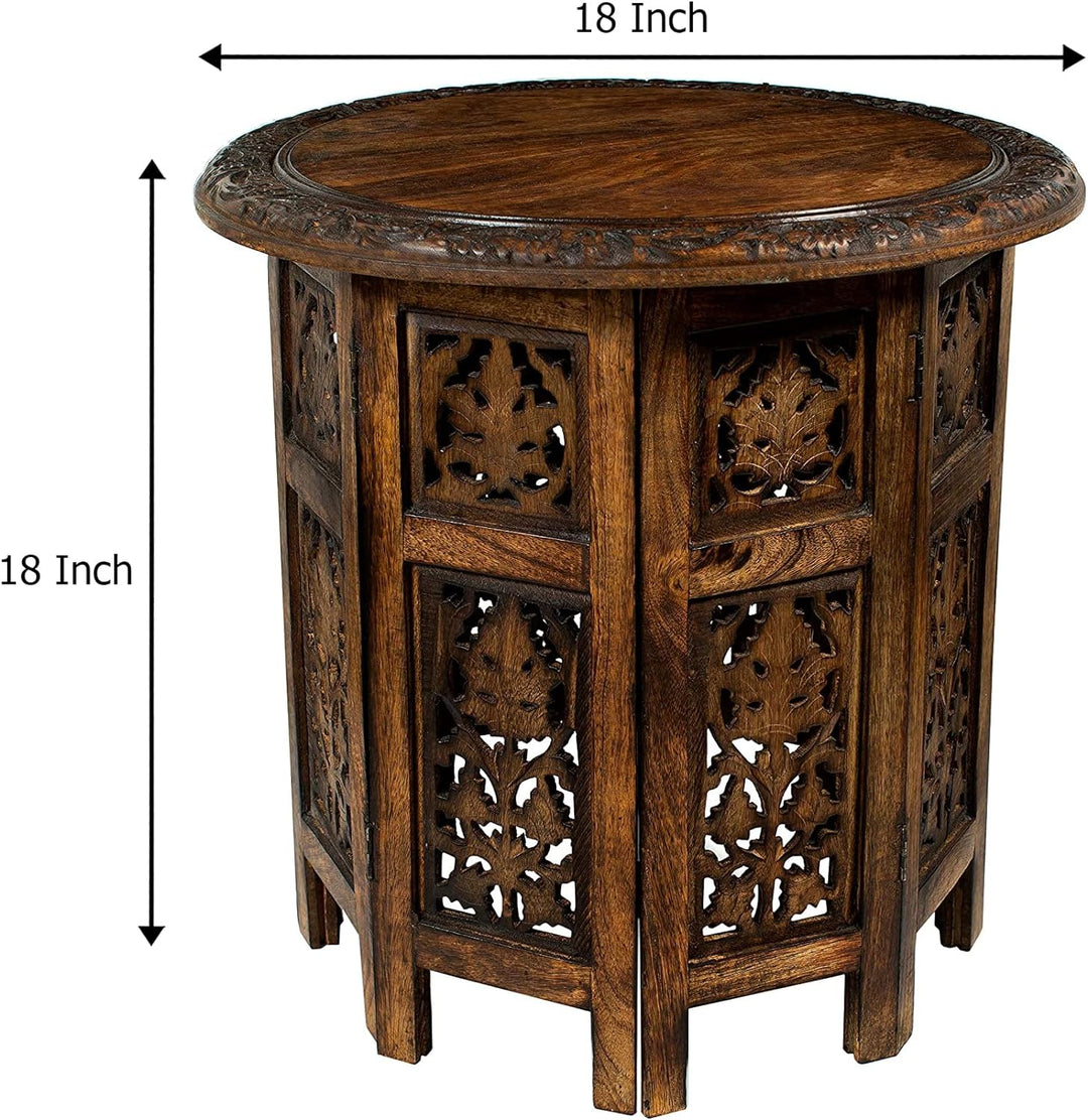 Solid Wood Accent End Table - Antique Brown