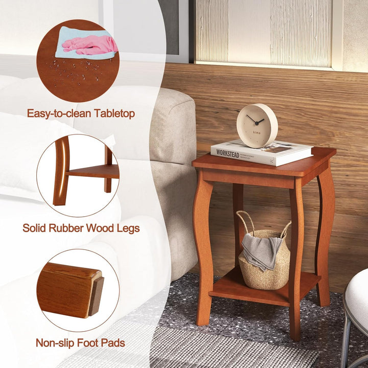 2-Tier Square End Table Set, Modern Sofa Side Table