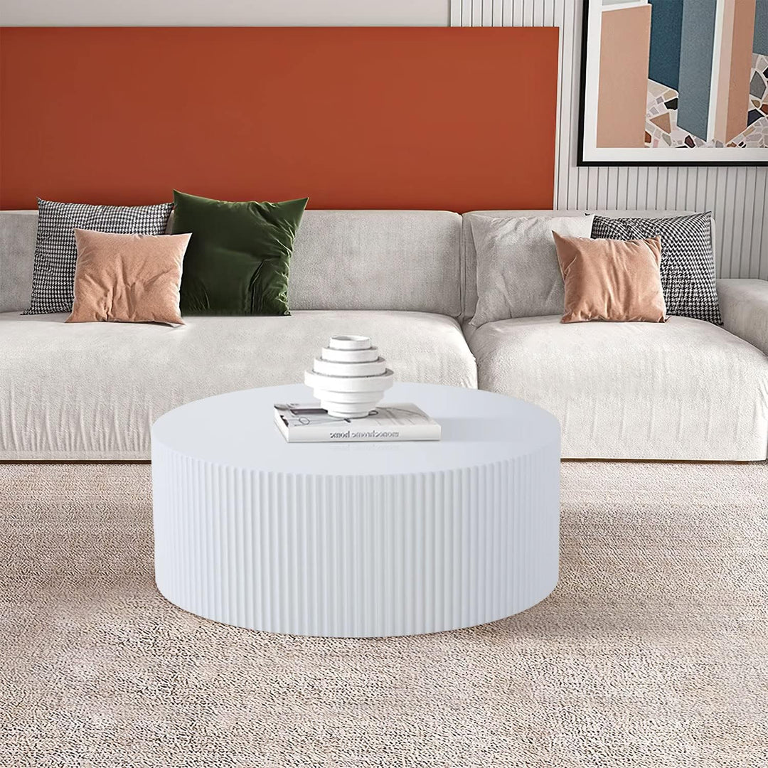 White Round Coffee Table for Living Room, Apartment, and Mall