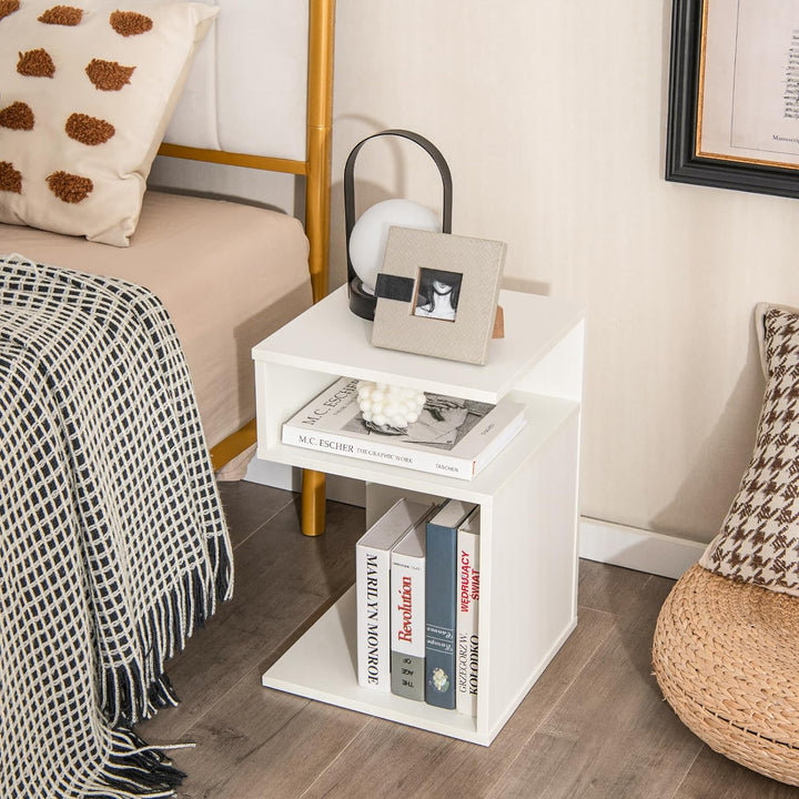 S-Shaped End Table Set of 2, Sofa Side Table