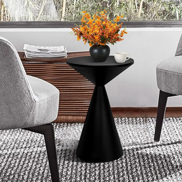 Small Drink Table, Round Martini Table, Drum End Table Side Table, Black