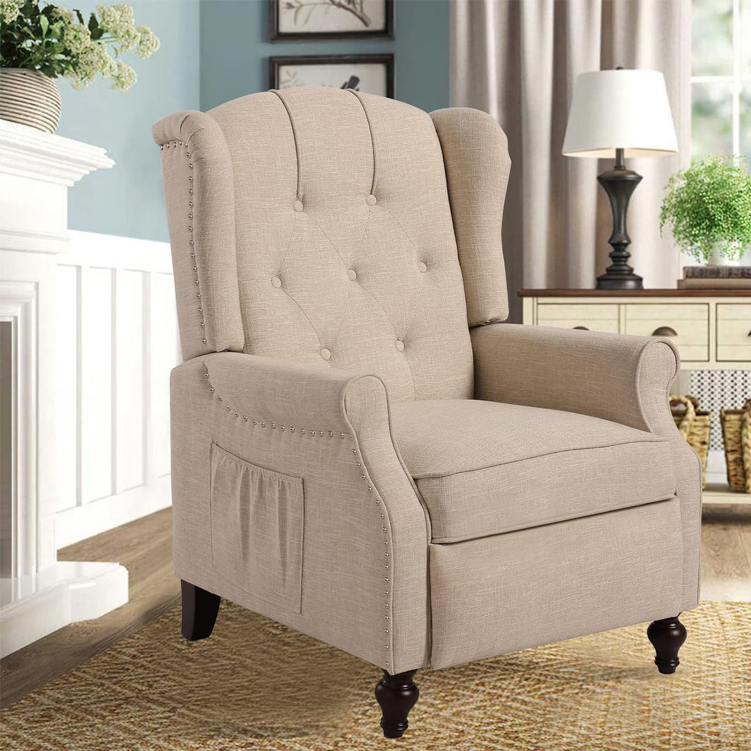 Wingback Recliner Chair, Heat & Massage, Beige