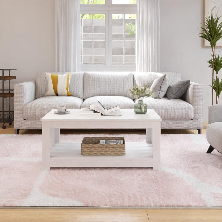 Elegant 2-Tier Rectangular Coffee Table, White