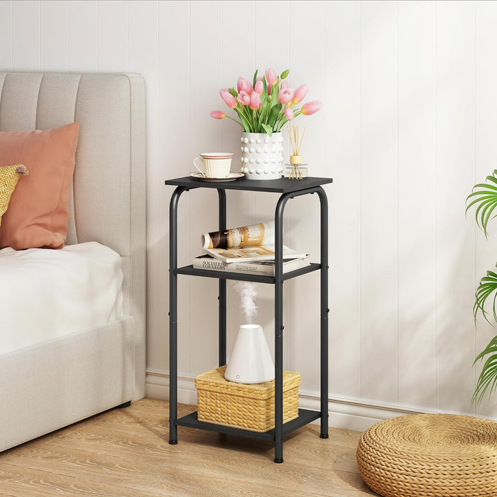 3 Tier Narrow Side Table with Storage Shelves