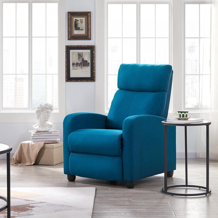 Fabric Recliner Sofa Blue Modern Single Recliner