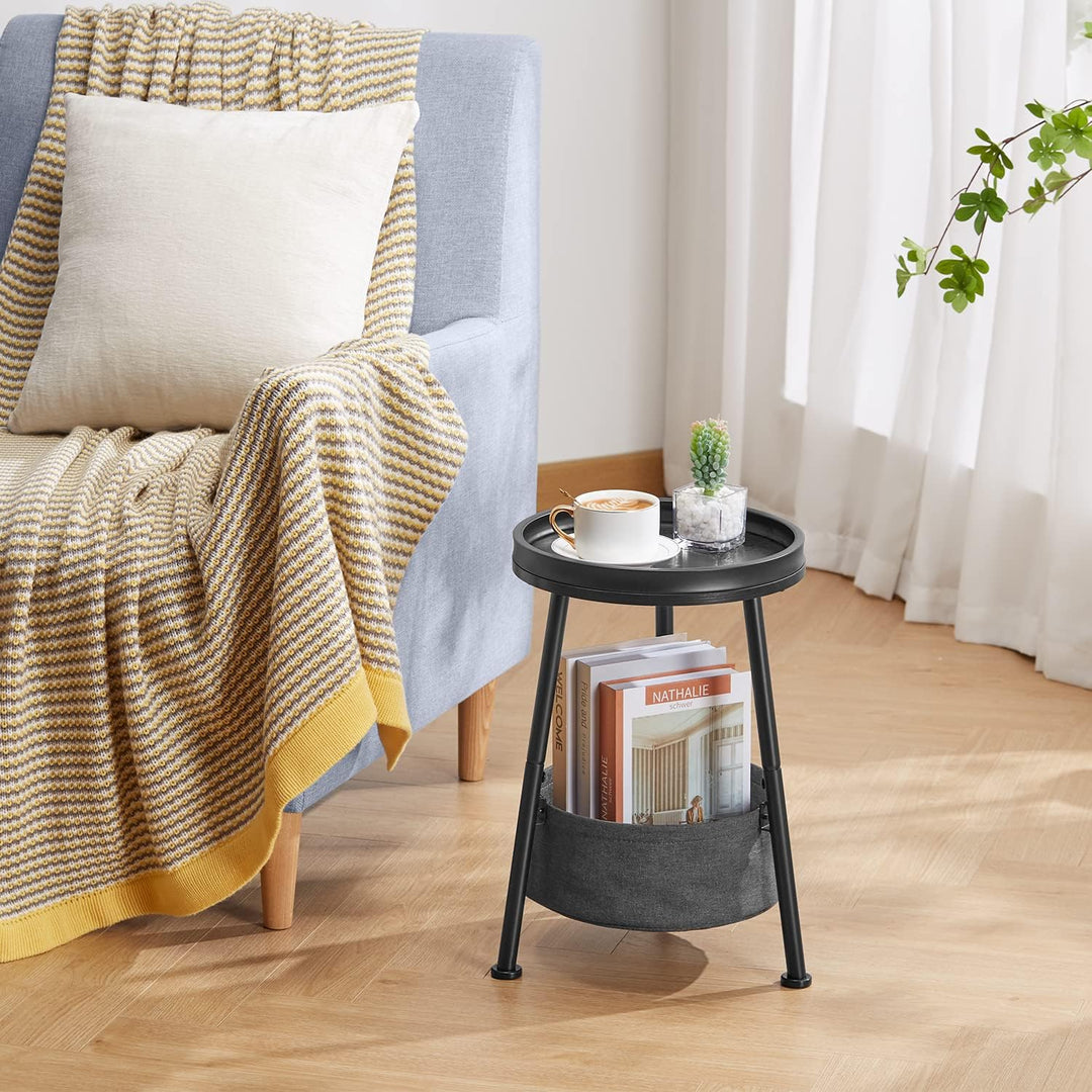 2 Tier Round Side Table w/ Storage Basket