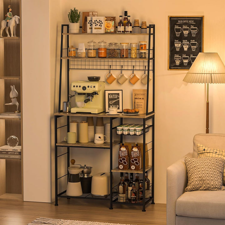 Farmhouse Coffee Bar Cabinet, Rustic Brown