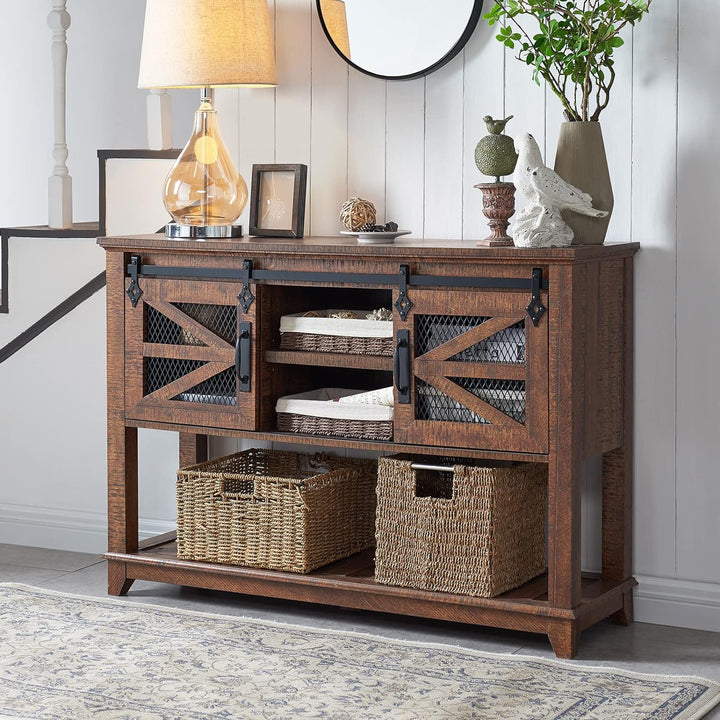 46" Farmhouse Console Table w/Sliding Barn Doors