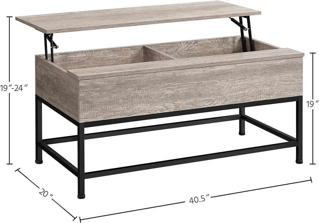 Lift Top Coffee Table with Storage, Wood Center Table, Gray