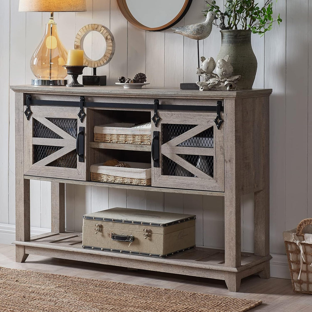 Entryway Table w/Sliding Barn Doors, 46'' Farmhouse