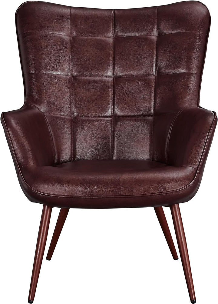 PU Leather Armchair, Mid-Century Accent Chair