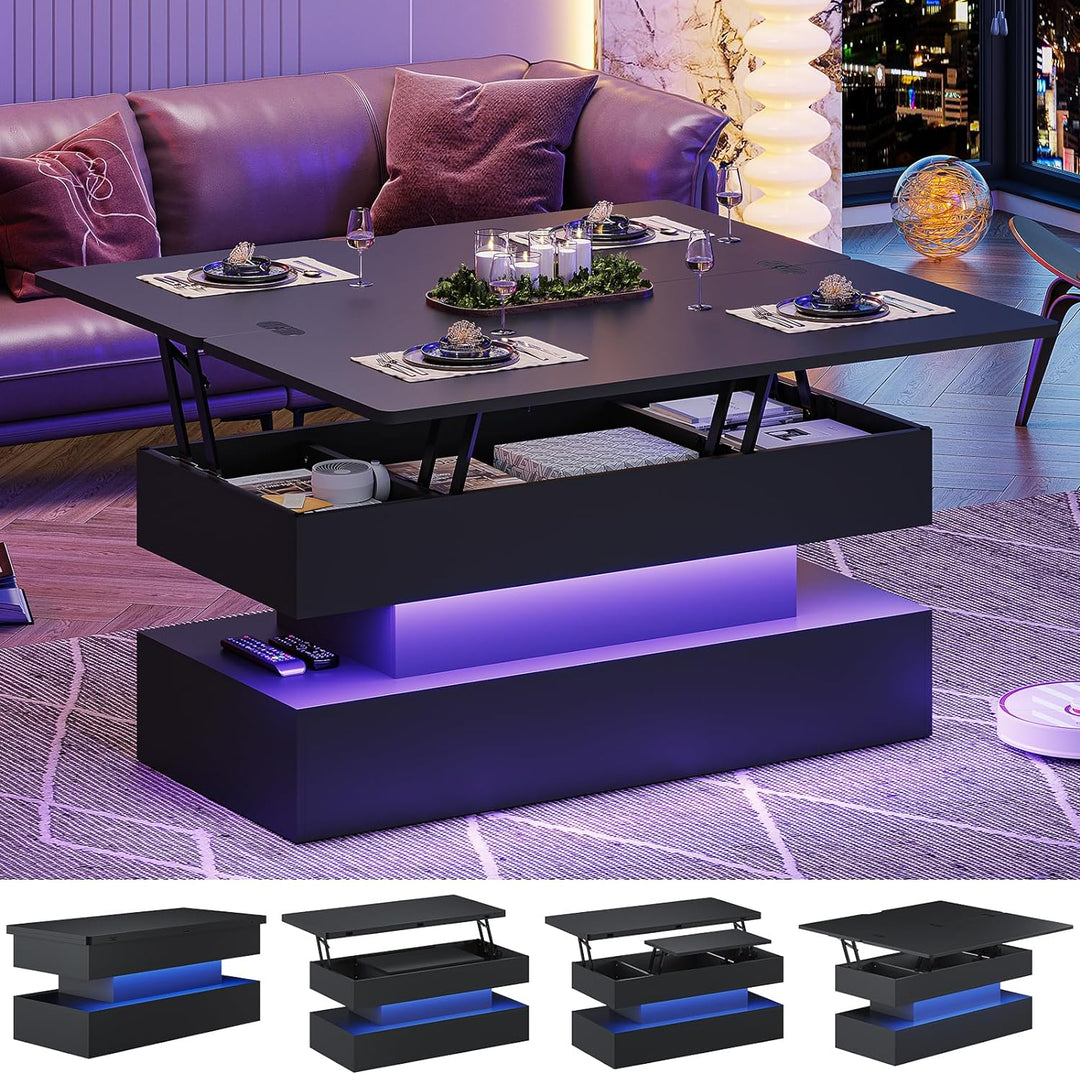 Itaar 40" Lift Top Coffee Table, 4-in-1 Modern Coffee Table, Black