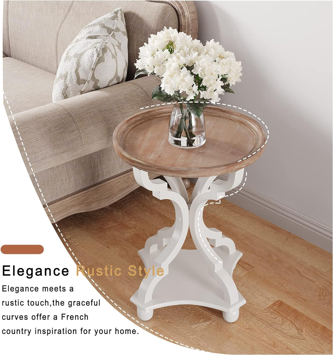 Rustic Farmhouse Round End Tables Vintage