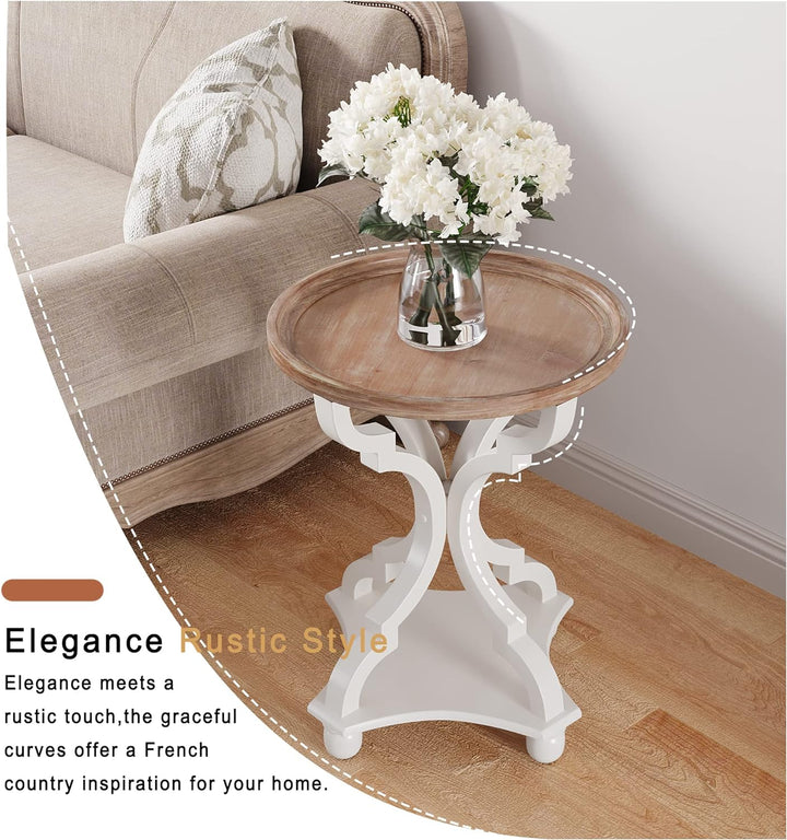 Rustic Farmhouse Round End Tables Vintage