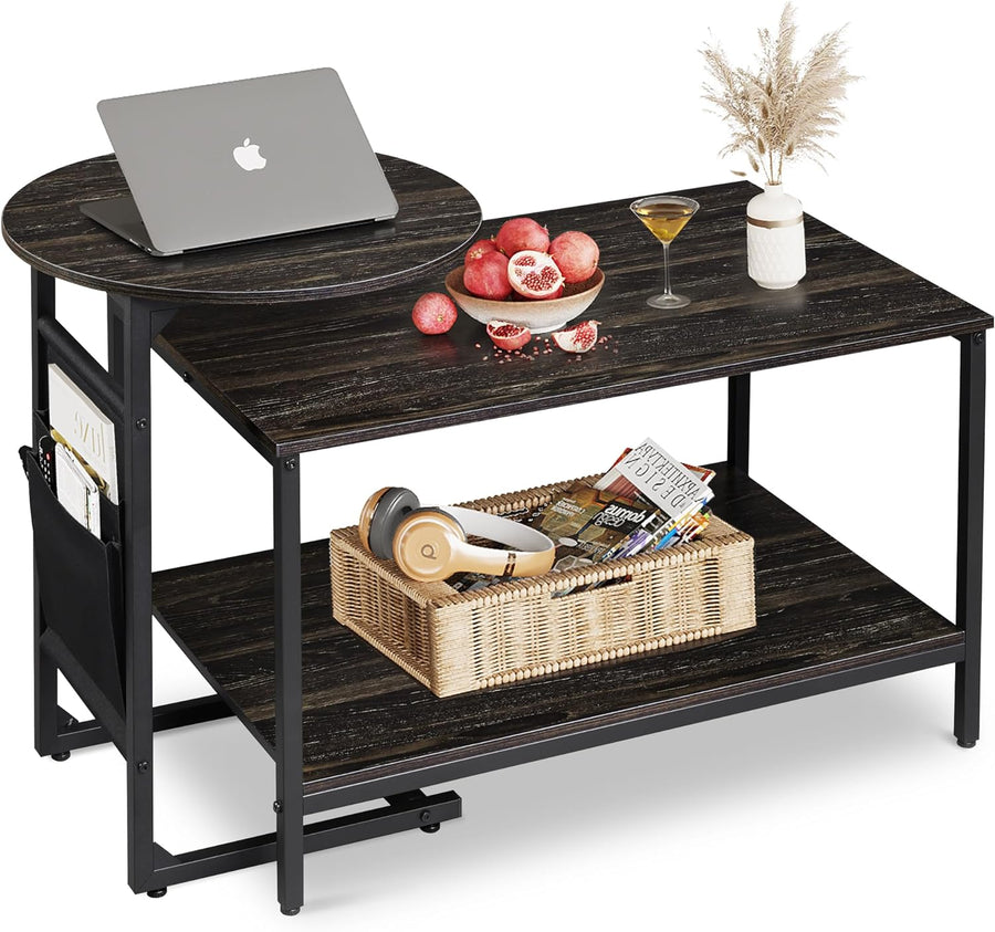 Versatile 2-in-1 Nesting Coffee Table Set, Charcoal Black