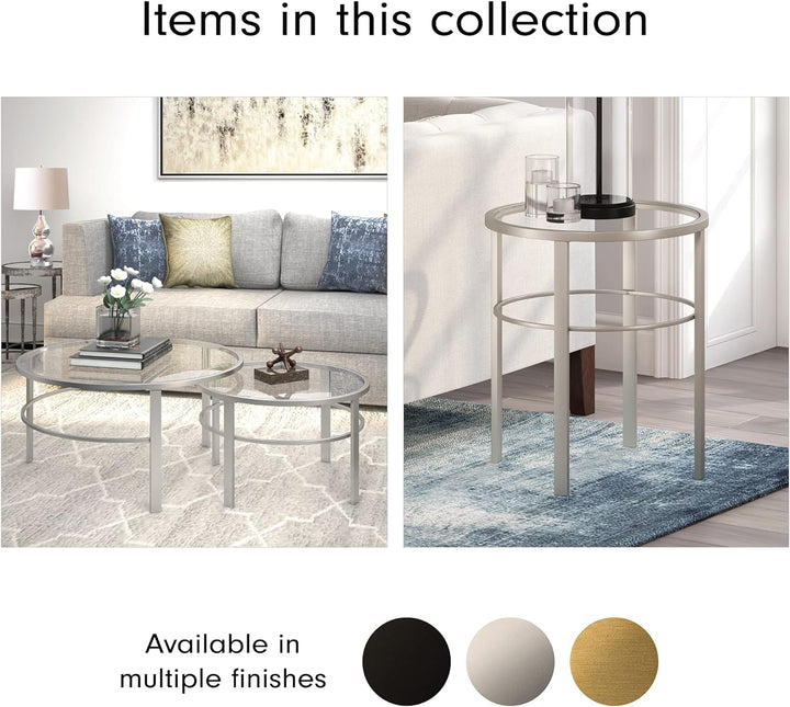 Nested Coffee Table in Satin Nickel, Modern Design