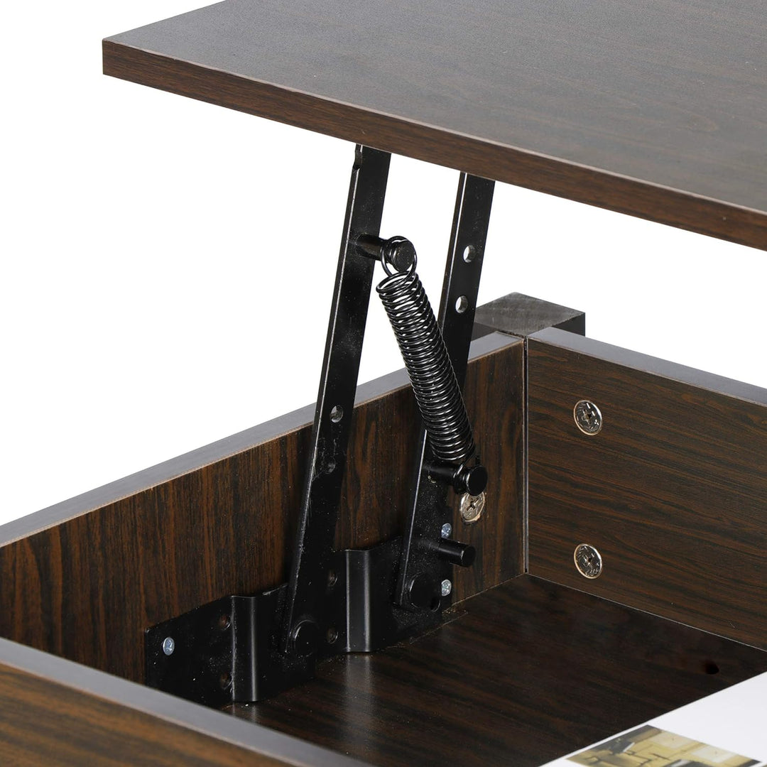 Multifunctional Wood Coffee Table with Hidden Compartment, Espresso