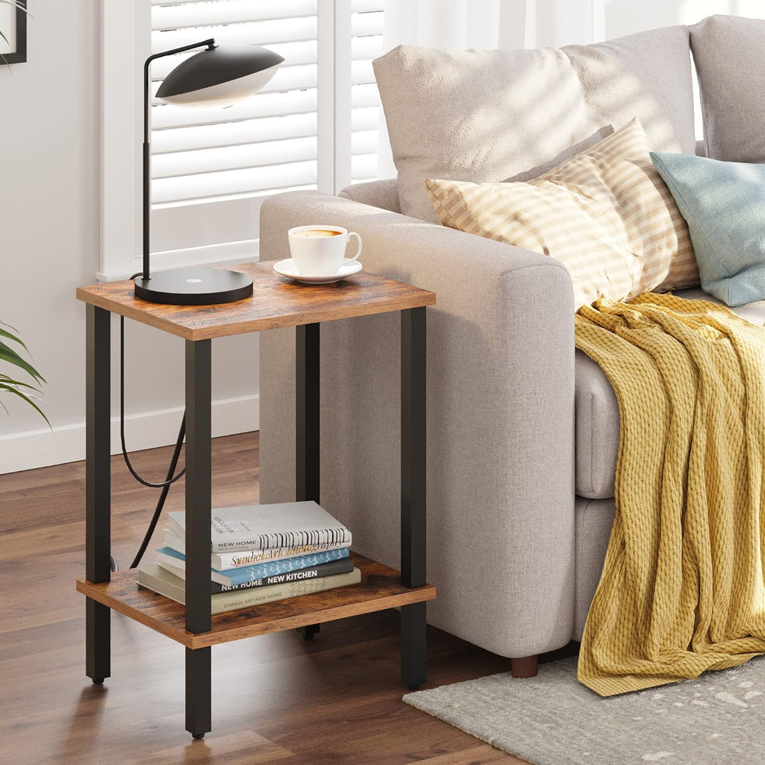 2-Tier Storage Shelf Sofa Table Small Space