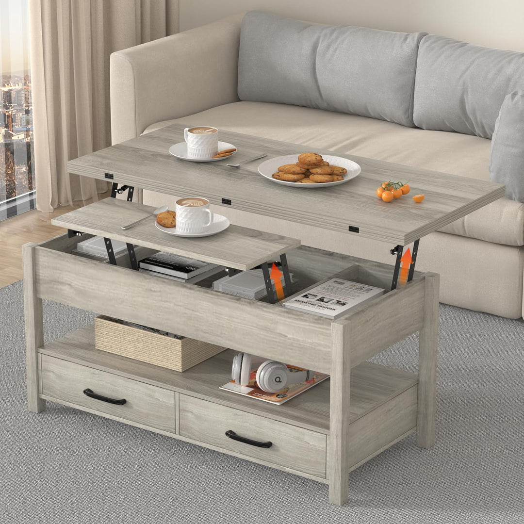 Versatile 3-in-1 Coffee Table with Storage, Grey