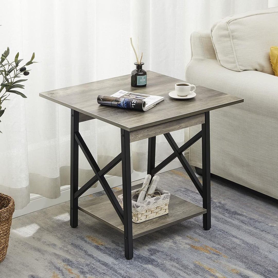 24" Farmhouse Industrial Side Table Gray Wash