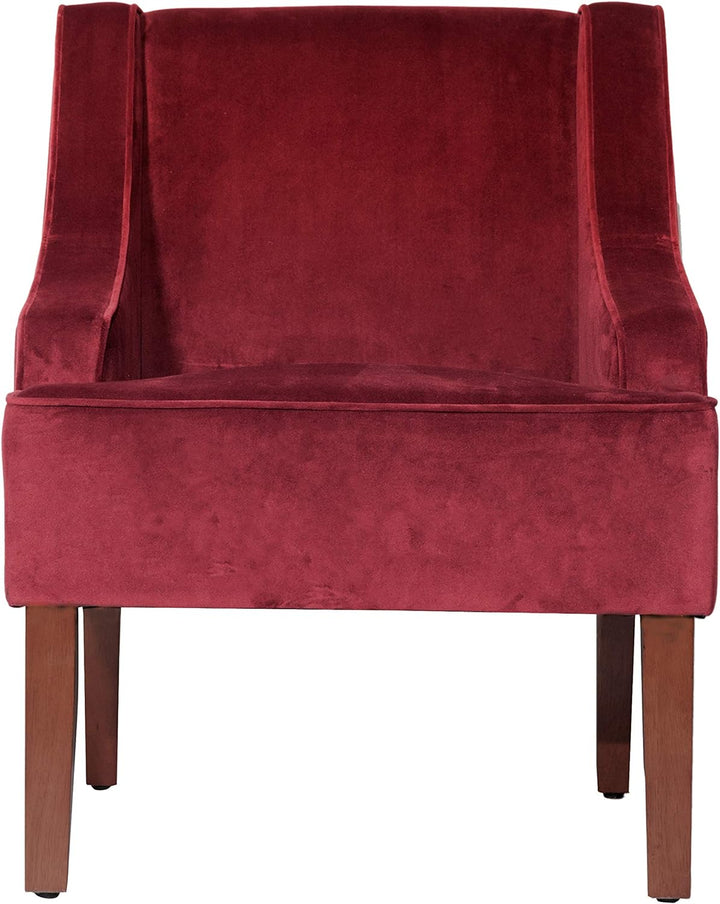 Velvet Swoop Arm Accent Chair, Burgundy