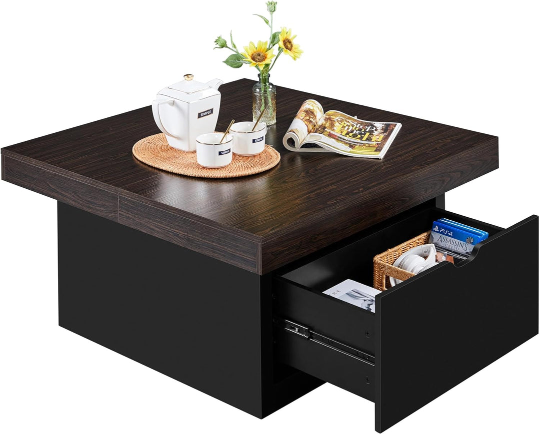 Stylish Wood Coffee Table with Storage Drawers, Espresso