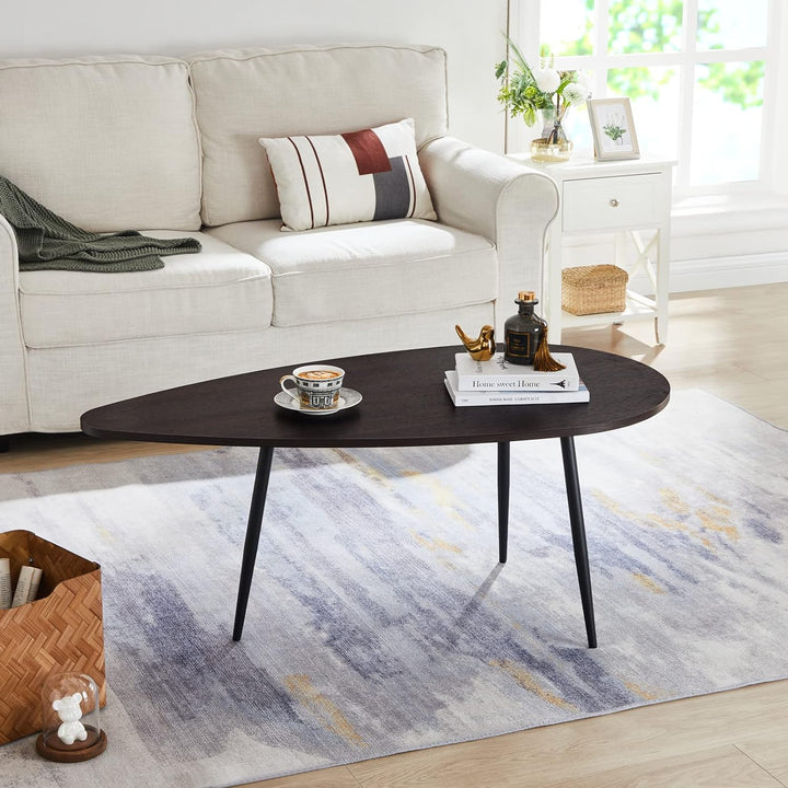 Oval Coffee Table, Espresso Wood Mid Century Modern, Rustic Accent